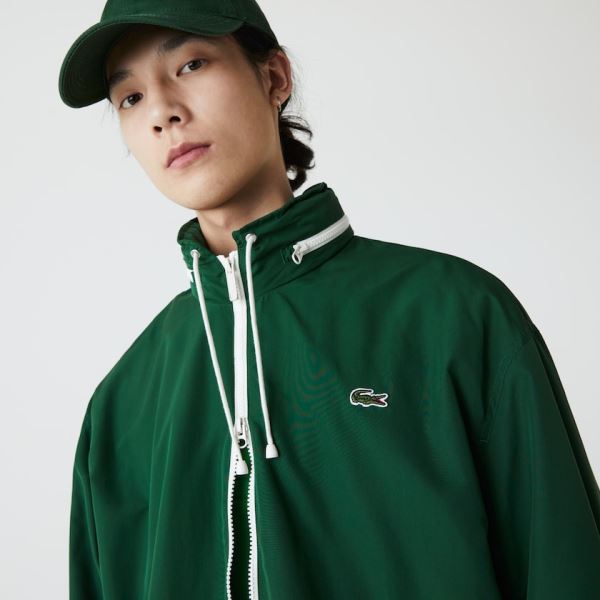 Lacoste Lightweight Water-Resistant Zip Windbreaker - Větrovky Pánské Zelene | CZ-VAvlJ3